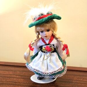NWT, Vintage, Collectible Ethnic Doll, Traditional Dirndl German Folk Costume